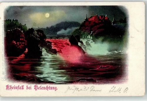 8212 Neuhausen am Rheinfall Lithographie Rheinfall