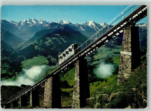 3711 Mülenen - Niesenbahn Hegeralp Viadukt mit Blümlisalp Doldenhörner Balmhorn Altels