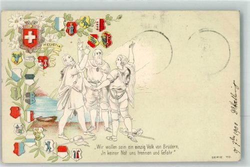 6441 Rütli 1906 Prägedruck Schwur Wappen