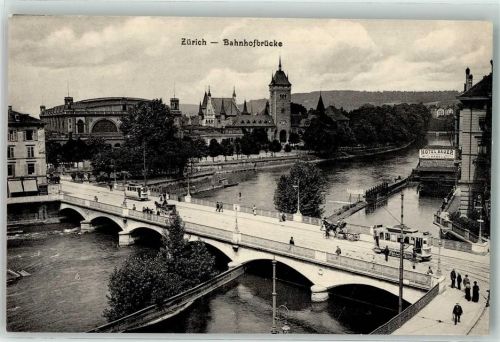 8000 Zürich - Bahnhofbrücke Hotel Bauer Tram