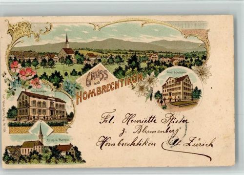 8634 Hombrechtikon 1900 BOAKC Schulhaus Lithographie