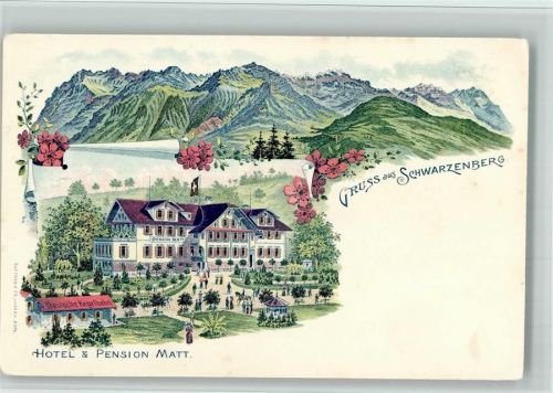 Schwarzenberg BOAKC Hotel Pension Matt Lithographie