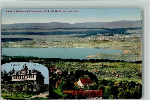 8610 Uster 1917 - Kurhaus Hochwacht Pfannenstiel Blick auf Greifensee und Uster