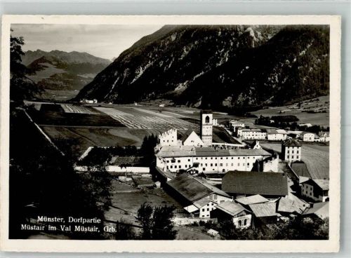 7537 Müstair Münster 1952 Foto AK Dorfpartie