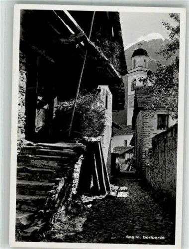 7610 Soglio 1955 Foto AK Dorfpartie