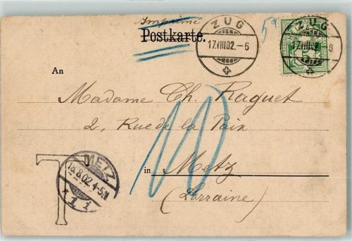 6300 Zug Zugo 1902 - Nachgebühr Taxe 10 Rappen