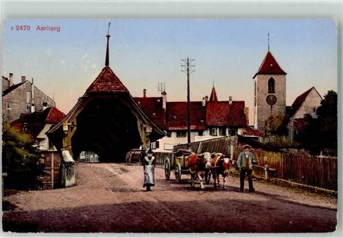 3270 Aarberg - Brücke Kirche Kühe am Gespann