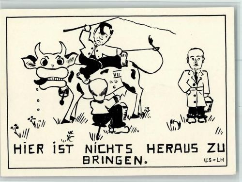 Künstlerkarte Hier ist nichts heraus zu bringen sign. US + LH