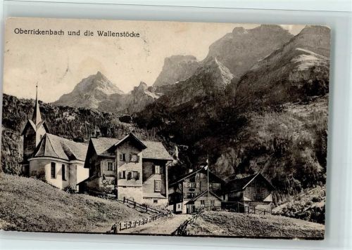 6387 Oberrickenbach 1917 - Teilansicht mit Kirche, Verlag Engelberger Nr. 1501, gute Erhaltung AK