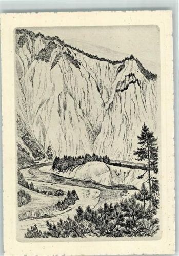 7104 Versam - Krummwag und Rheinschluchten Bienfaisance für die Taubstummen Kupferdruck