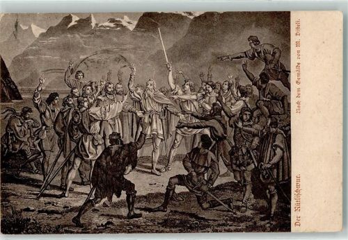 6441 Rütli 1909 Gebrauchsspuren Rütlischwur nach dem Gemälde von M Disteli