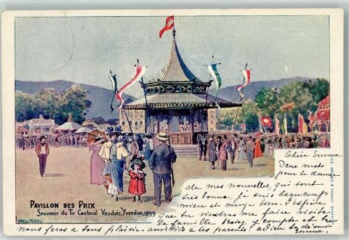 1400 Yverdon-les-Bains 1899 Lithographie Pavillon des Prix Tir Cantonal Vaudois
