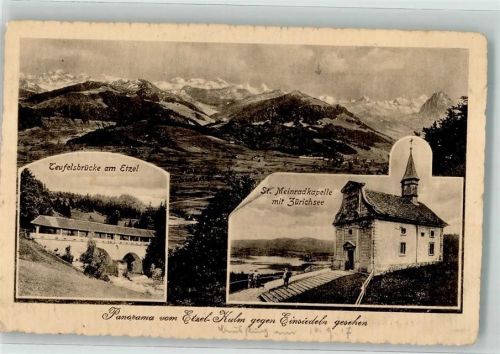 Etzel St Meinrad Foto AK Teufelsbrücke Kapelle