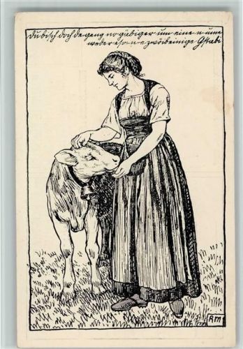 3000 Bern Berne Künstlerkarte 1914 Offizielle Künstler-Postkarte der Schweiz. Landes-Ausstellung Berner Arbeits- und Fest-Trachten Kuh