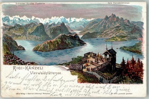 Rigi Känzeli 1900 Lithographie / Künstlerkarte sign Steinmann C. Schweizer Künstlerkarte Serie Vierwaldstättersee Verlag Schlumpf Nr 2079