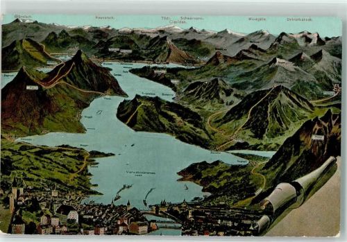 6442 Gersau - Vierwaldstättersee Vogelschau Zugersee