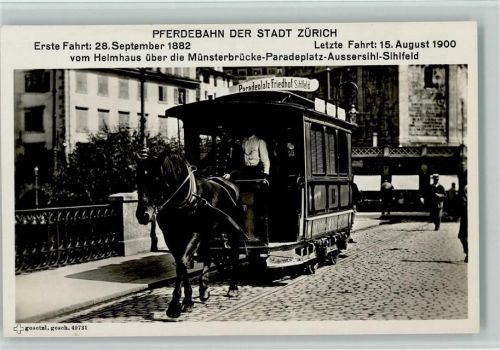1932 Foto AK Pferdebahn Erste Fahrt 1882 - letzt Fahrt 1900