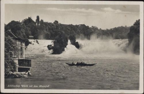 um 1920/30 - Schlößchen Wörth mit dem Rheinfall, Kant: Schaffhausen, Schweiz.,E. Götz AKU2