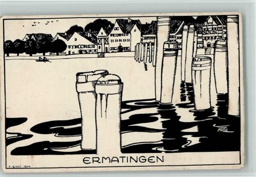 Ermatingen Graphische Werkstätten Zürich sign. Gilsi 1914 Pro Juventute Schweiz