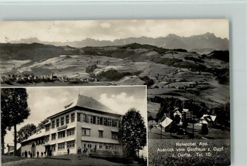 9038 Rehetobel 1925 - Ausblick vom Gasthaus zum Gupf 2-Bildkarte