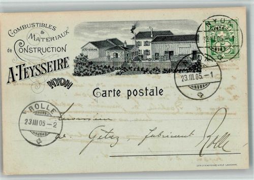 1260 Nyon 1905 BOAKC Fabirk Teysseire Nota Avis Lithographie Briefmarke Bildseite