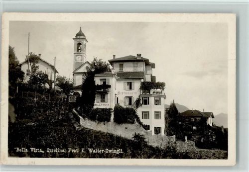 6644 Orselina 1928 Gebrauchsspuren Bella Vista Restaurant - Foto AK