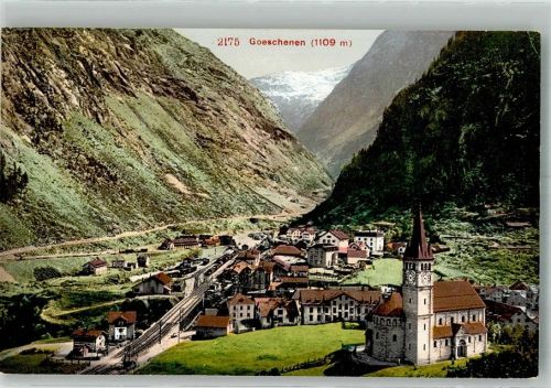 6487 Göschenen Foto AK Bahnhof Kirche