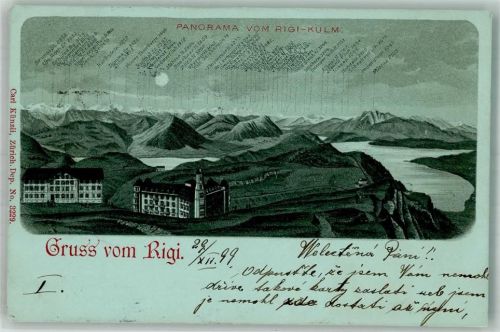 6410 Rigi Kulm 1899 Lithographie Hotel Mondschein