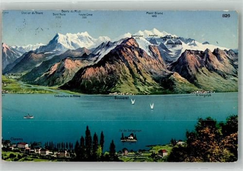 1815 Clarens 1925 Foto AK Genfersee Ile de Salagnon Mont Blanc