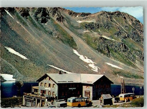 Flüela Postbus Hospiz Flüela Postkutsche Schweiz Foto AK