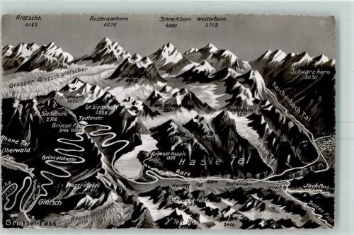 Grimsel - Orientierungskarte Hasle Tal und Umgebung