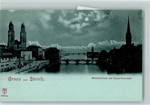 1898 Mondschein Gruss aus - Münserbrücke