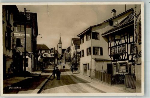 8803 Rüschlikon 1934 Sonderstempel Gasthaus zum goldnen Sternen Kirche