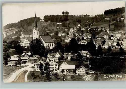 9053 Teufen AR 1919 Foto AK Kirche
