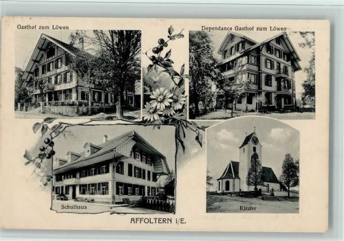 3416 Affoltern im Emmental 1917 - gasthof z. Löwen, Schule, Kirche AK