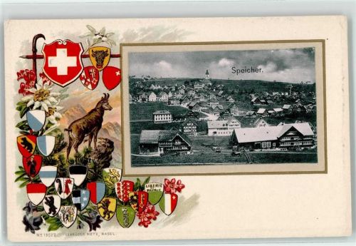 9042 Speicher Lithographie Wappen Gemse