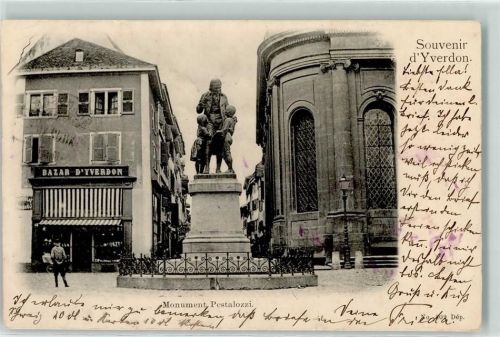 1400 Yverdon-les-Bains 1902 Gebrauchsspuren Pestalozzi Denkmal