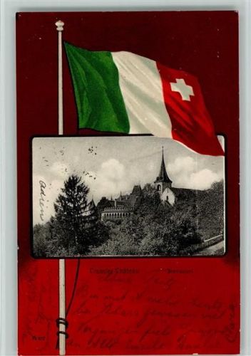 2088 Cressier NE 1902 - Cressier Chateau - Fahne - Verlag Delachaux & Niestle Serie H Nr. 38 AK