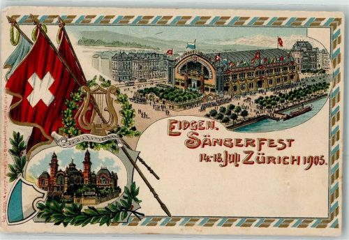 8000 Zürich Prägedruck Eidgen. Sängerfest Juli 1905 Tonhalle Lithographie