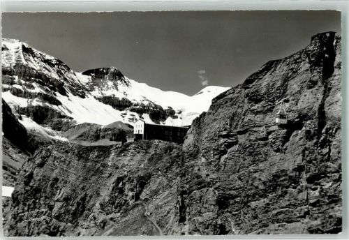 Gemmipass Wallis Foto AK Seilbahn Hotel Wildstrubel Hüttenstempel Foto Klopfenstein