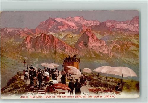 6410 Rigi Kulm 1907 - mit Glärnisch und Mythen Abendrot