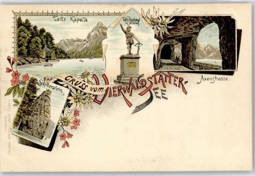 6440 Vierwaldstättersee Lithographie Axenstrasse