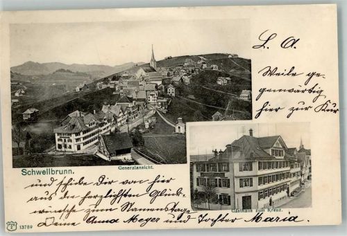 9103 Schwellbrunn 1903 Foto AK Gasthaus zum Kreuz