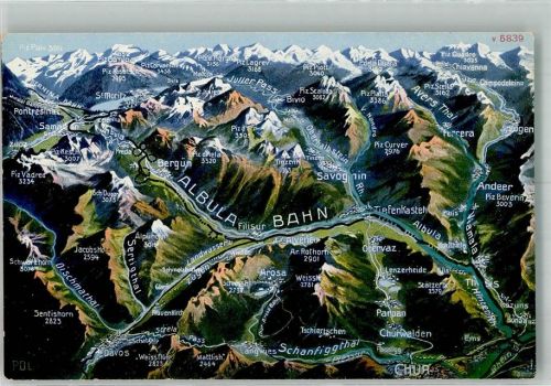 7477 Filisur Foto AK Vogelschau Albulabahn