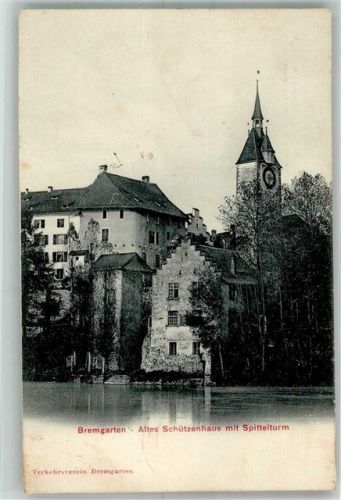 5620 Bremgarten AG 1908 Foto AK Altes Schützenhaus Spittelturm