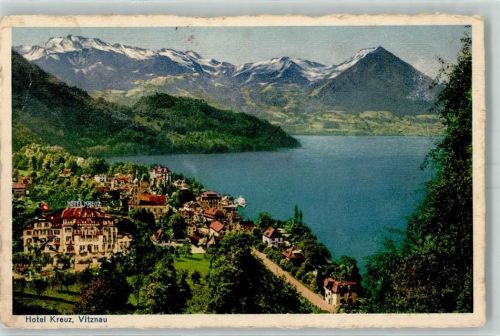 6354 Vitznau Gebrauchsspuren Hotel Kreuz Feldpost