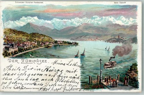 8000 Zürich 1901 Künstlerkarte Zürichsee Dampfer sign C. Steinmann Schweizer Künstler-Postkarten Serie Zürich