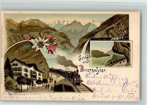 3856 Brienzwiler 1899 BOAKC Eisenbahn Gasthaus Balmnot Lithographie