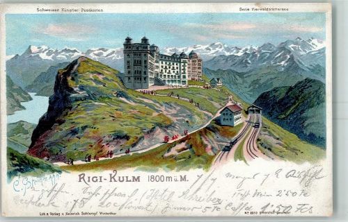 6410 Rigi Kulm Lithographie Schweizer Künstler-Postkarten Serie Vierwaldstättersee sign C. Steinmann