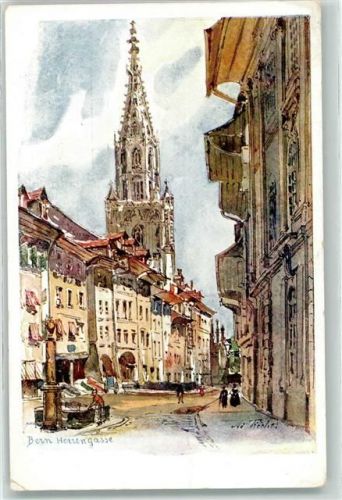 3000 Bern Berne Künstlerkarte Münster Herrengasse sign.